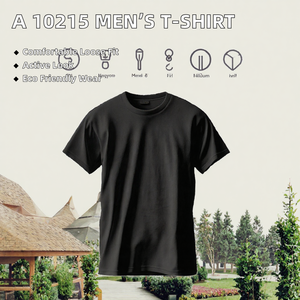 T-shirt pour homme noir 100% coton, col rond, manches courtes, coupe ample, tee-shirt uni, logo personnalisé, streetwear - Product Image 2