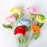 Bunte Handgemachte Gehäkelte Pfingstrosen Gestrickte Garn-Kunstblumen Heimdekoration Chinesisches Neujahrsgeschenk