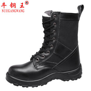Bottes de travail montantes en cuir de vachette avec embout en acier, anti-perforation, résistantes aux chocs, chaudes pour l'hiver, pour hommes, taille 36 - Product Image 3