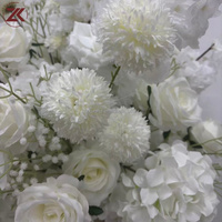 Chuppah ZKAI Fleur Sacrée Rose Blanche Mandap à Sommet Rond avec Fleurs de Glycine pour Décoration de Plafond et Scène d'Événements de Mariage