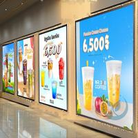 Bingkai Papan Menu LED Aluminium Ewen A1/A2/A3/A4 Bentuk Persegi Panjang, Kotak Lampu Iklan Dalam Ruangan, Daya 10-39W