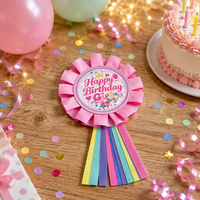 Selamat Ulang Tahun Gadis Ini, Pin Lencana Roset, Bros Kancing Pita Satin Payet, Dekorasi Pesta, Aksesori Pakaian