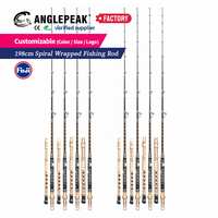 Canne à pêche en mer profonde Big Game Acid Wrap, poignée métallique, enroulement spiralé, canne de bateau 1,5 section, canne à la traîne pour thon 1,98 m