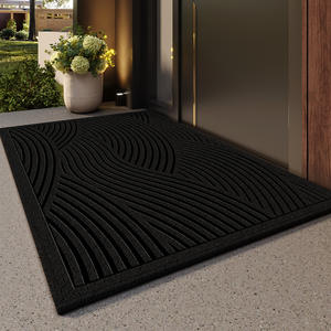 Tapis de porte Vast Waves rectangulaire antidérapant en fibre de polyester à motif abstrait, tapis d'entrée résistant aux taches pour la maison - Product Image 2