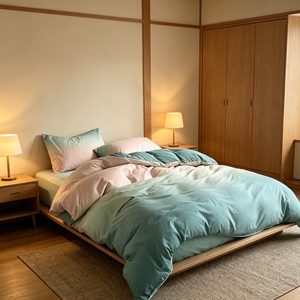 Set Copripiumino Soifox Verde Tinta Unita 100% Cotone 155x220cm 2 Pezzi con Lenzuolo e Copriletto Antipiega Senza Bisogno di Stiratura con Chiusura a Cerniera - Product Image 5