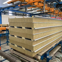 Panneau sandwich en laine de roche ignifuge et isolant de conception moderne pour usage en entrepôt, mur extérieur léger avec revêtement métallique