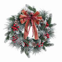 Guirlande de Noël artificielle avec pommes de pin, décoration à suspendre à la porte, fausse guirlande de Noël pour porte d'entrée, vente en gros, personnalisée, rustique