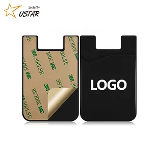 Cheap Customized Medium Soft Fashion 3m Sticker Silicone Rubber Smart Phone Card Pocket Case Wallet Business Credit Card Holder