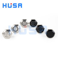 Interrupteurs à bouton HUSA 16mm 12v 24v interrupteur à bouton en métal lumineux momentané étanche interrupteur à bouton-poussoir Ultra court avec fil