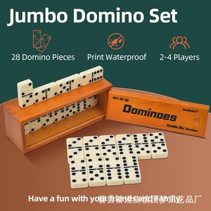 Boîte à dominos en bois, boîte de rangement pour jeux d'échecs et de cartes en bois massif avec couvercle coulissant carré - Product Image 3