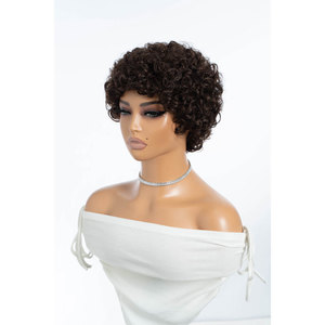 Perruque de cheveux vierges bouclés de luxe Super Double Drawn Bang, cheveux naturels Ombre Machine Made Human Hair <span class=keywords><strong>Bob</strong></span> Perruques pour les femmes - Product Image 1