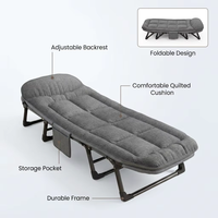 Cama Individual Reclinable para Playa, Sofá Cama Plegable Multifuncional, Cama Plegable para Parque con Cojín