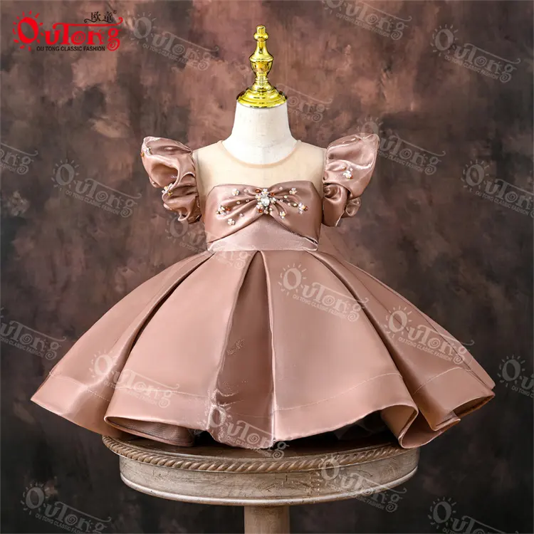 Summer Baby Girls Princess Sleeveless Dress Knee Length Skirt Flower Dresses Cotton Floral Gold Dress With Strap