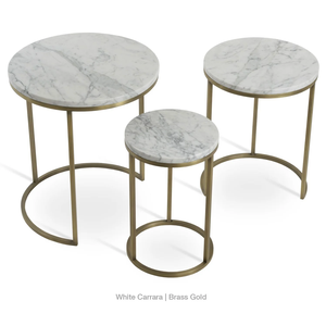 Marble Top <b>Round</b> Coffee <b>Table</b> Luxury Style with <b>White</b> Marble and Golden Powder Coated Iron Frame Narrow Style for Living Room - Product Image 4