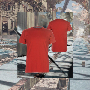 T-shirt à manches courtes en velours rouge pour homme, col rond, coupe classique, couleur unie, jersey décontracté - Product Image 2