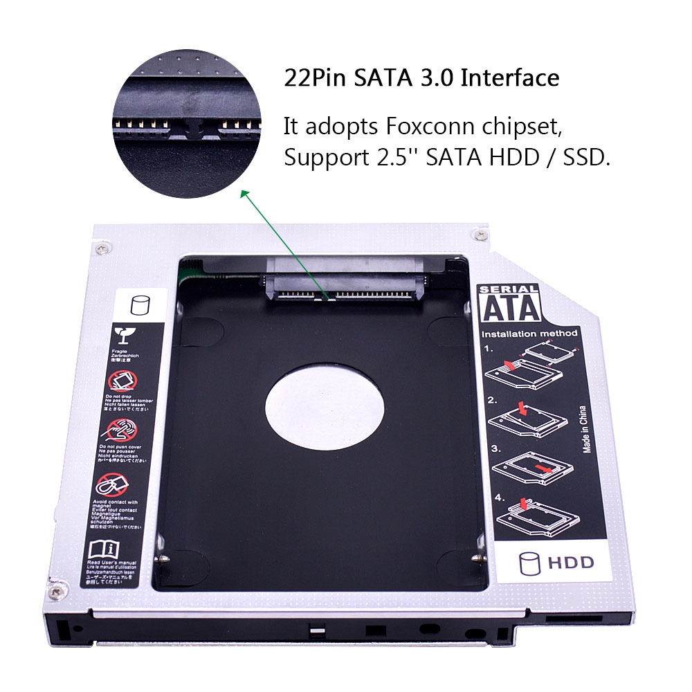 IDE для SATA 3.0 2-й жесткий диск Caddy 12,7 мм для 2,5 "SSD чехол для ноутбука CD-ROM DVD-ROM Optibay