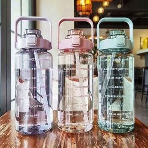 Summer Sports Water <b>Bottle</b> With Straw Cap and Food-Grade Plastic Safety Cap for Men and Women Handheld Water <b>Bottles</b> - Product Image 1