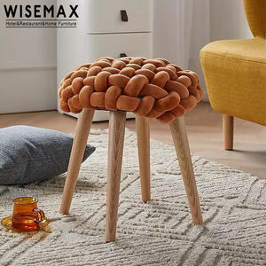 เฟอร์นิเจอร์ WISEMAX ดีไซน์ใหม่ โซฟาห้องนั่งเล่นน่ารัก พร้อมออตโตมันผ้ากำมะหยี่ถักเชือกขนาดเล็ก สำหรับบ้านและวิลล่า - Product Image 4