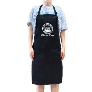 促销厨房围裙100% 涤纶定制防水围兜烹饪围裙，带刺绣或咖啡店印花标志