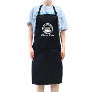 Celemek Dapur Promosi 100% Poliester Kustom Tahan Air Bib Memasak Celemek dengan Bordir atau Cetak Logo untuk Kedai Kopi