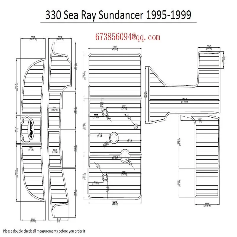 1995-1999 mar Ray Sundancer 330 barco plataforma de baño y cabina EVA de teca