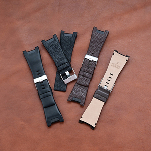Correa de reloj de cuero genuino para <span class=keywords><strong>Disai</strong></span> DZ4246 DZ1273 DZ1216 de 32 mm, con extremo curvo con muescas grandes, correa de repuesto suave - Product Image 4
