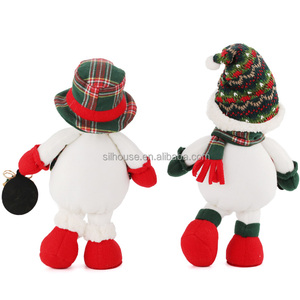 Zaves Trắng giáng sinh một chân đứng <span class=keywords><strong>Snowman</strong></span> cặp với khăn & mũ cho trang trí nội thất - Product Image 2
