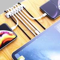 Lot de 5 Clips d'organisateur de cordon de gestion de câbles en Silicone auto-adhésifs pour bureau à domicile couvercle de support de câble de bureau pour table de chevet