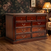 Commode à 5, 6 ou 9 tiroirs en bois massif de style vintage américain, commode de chambre à coucher de style français léger avec poignées en laiton