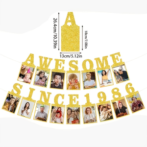 Superbe Bannière Photo en Papier Pailleté depuis 1986 pour Célébration du 40e Anniversaire – Décorations et Accessoires pour Fête d'Anniversaire – Lot de Décoration en Gros - Product Image 3