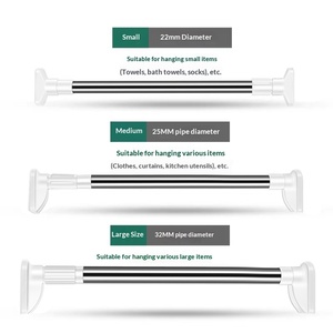 Tringle de Douche Réglable en Acier Inoxydable, Tringle à Rideaux, Tringle à Linge, Tringle de Penderie, Tringle Télescopique - Product Image 2