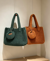 Sac fourre-tout en coton tricoté à la main, brodé sur mesure, vintage, grande capacité, sac à main à bandoulière