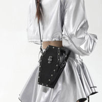 Bolso Bandolera Gótico con Remaches y Diseño de Ataúd, 2 Estilos: Calavera y Cadena Cruzada, Mini Bolso de Hombro de PU, Estilo Y2K Alternativo, Bolso para Teléfono de Halloween para Mujer