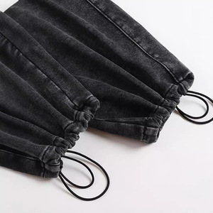 Pantalones Deportivos de Otoño Invierno para Hombre, Lavados y Desgastados, Corte Holgado, Cintura Elástica, Estilo Casual 3D, en Algodón, Color Negro, Gris, Café, Rojo Rosa y Albaricoque - Product Image 1