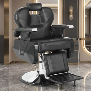 Fauteuil de barbier professionnel haut de gamme de style américain pour hommes, avec accoudoirs pivotants et réglables en hauteur, idéal pour les salons de coiffure - Product Image 1