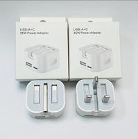 Cargador de pared PD de 35W con enchufe británico para iPhone, cargador de pared con doble USB tipo C, cargador para iPhone, Samsung, Huawei