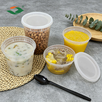 Gobelet à soupe jetable personnalisé de 12/16/24/32 oz, en plastique transparent, pour emporter, avec couvercle, en PP, pour soupe chaude, bol à soupe en plastique transparent blanc