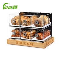 Vitrine de boulangerie personnalisée et en gros, étagère d'angle rustique en bois et acrylique, respectueuse de l'environnement, finition VINO polie