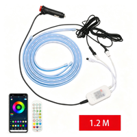 Auto-Pedal-Softstreifenbeleuchtung mit Warnfunktion, fließende, APP-gesteuerte, farbenfrohe Lichter, 12V, 1,2M