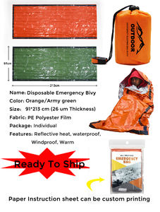 Cắm Trại Ngoài Trời xách tay không thấm nước Mylar Túi ngủ nhiệt cho người lớn 4 mùa Cứu Hộ Khẩn cấp và Kit Viện trợ đầu tiên - Product Image 2