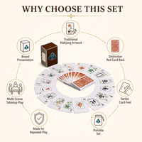 Jeu de cartes de mahjong personnalisées imprimées avec boîte, design de caractères chinois traditionnels pour le divertissement familial