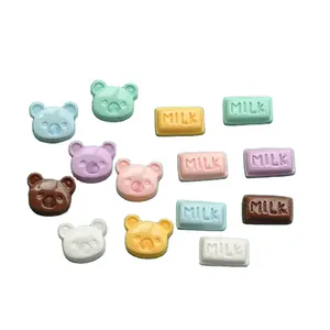 Kawaii-cabujones de resina para manualidades, cabujones de resina con respaldo plano para manualidades, decoración en miniatura para comida, leche y Chocolate