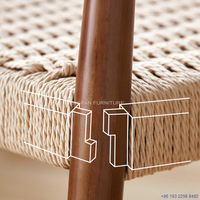 Chaises en bois massif avec accoudoirs, style Kennedy, siège en corde tressée, vente en gros d'usine