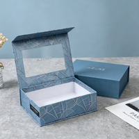 Elegante Geschenkbox mit Goldfolien-Blattmuster und Magnetverschluss mit Sichtfenster Maßgefertigte Starre Papierbox für Kosmetik Kleine Geschenkverpackung