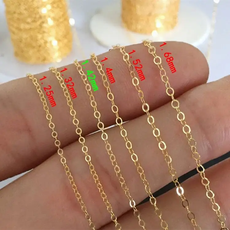 Aantasten Vrije 1/20 14K Goud Gevulde Platte Schakel O Ketting Permanente Sieraden Multi Maten Extender Losse Rol Ketting Voor Ketting Maken