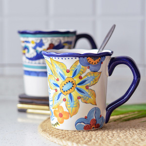 Mug en céramique de porcelaine peint à la main, style bohème créatif, tasse à café, tasse à eau - Product Image 4