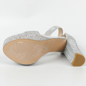 2025 New Summer OEM Open Toe Sandals High Quality Women's High Heel <b>Shoes</b> Slip-On Nude Buckle Block Design Bridal Style - Product Image 5