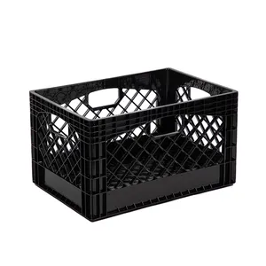 Stackable Square Plastic 24 Quart Storage Crate Dairy Milk Crate