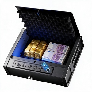 Gold <b>Safe</b> <b>Box</b> AUN XHSQH Electronic Digital <b>Safe</b> <b>Box</b> with Fingerprint Keypad Auto-Lid Lock <b>for</b> Indoor/Outdoor Storage - Product Image 1
