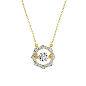 Collier pendentif halo en argent sterling 925 avec moissanite et diamant de laboratoire, bijoux pour femme, cadeau de mariage, bijoux de mariée - Product Image 1